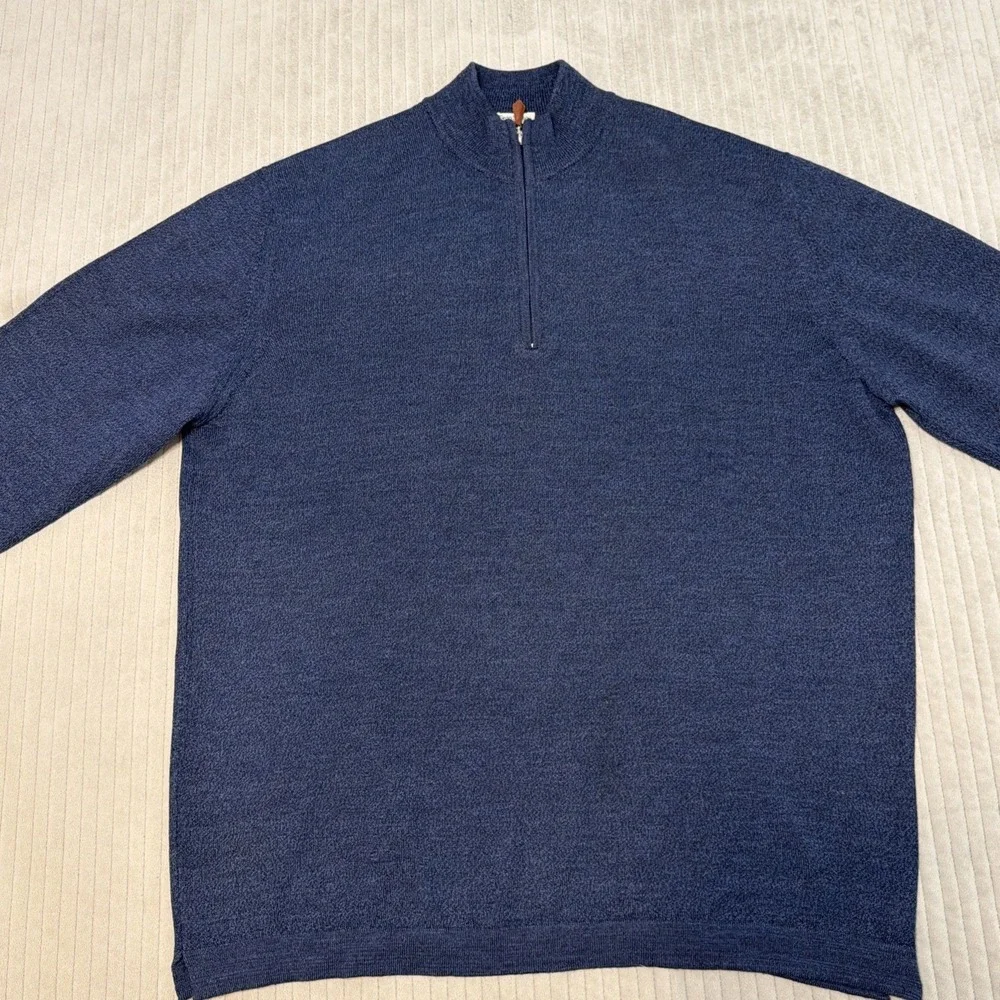 Gran Sasso L'uomo Vogue 1/4 Zip Sweater Soft Virgin Wool Blue Made In Italy XL